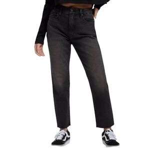 NWT GOOD AMERICAN Girlfriend Jeans, High Rise, Straight, Black Wash, Size 13/31
